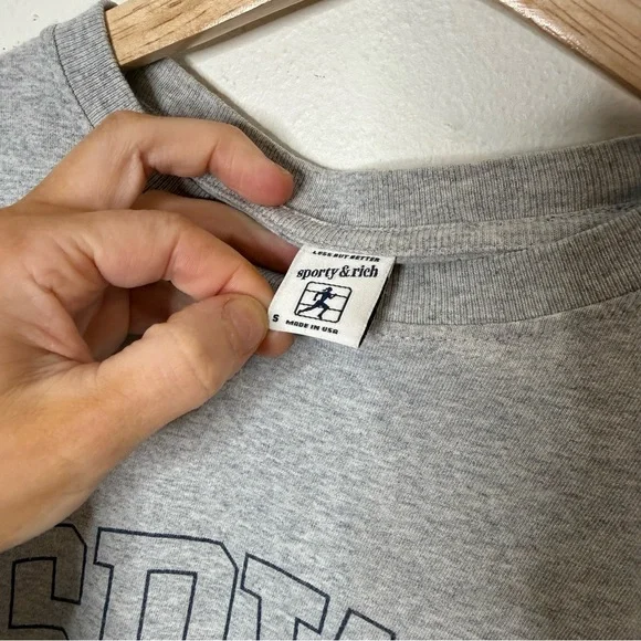 Sporty & Rich Wellness Club SRWC Graphic Tee in Heather grey size small - Picture 5 of 7